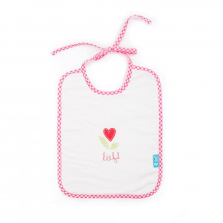 Lief! Slabbetje met koordjes Girl, uni wit, 35x27 cm